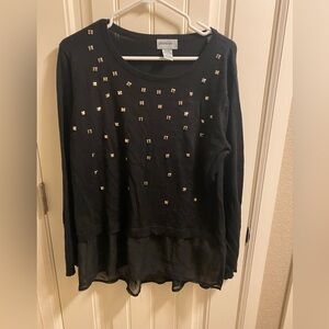Glitterscape XL sweater black size XL lightweight metal embellishments Nice!